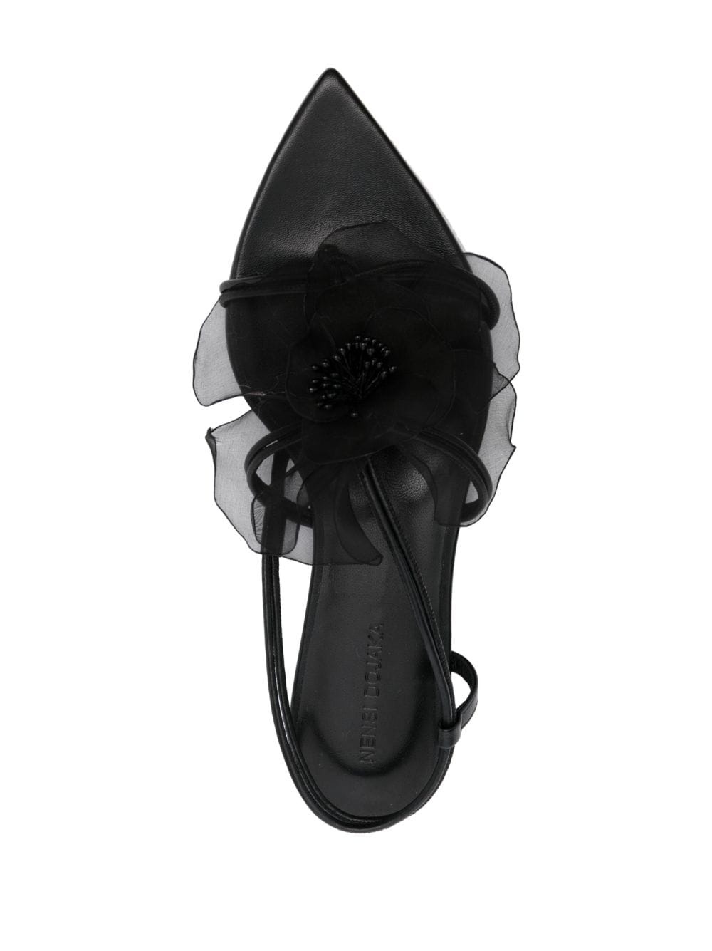 faux-flower leather sandals - 4