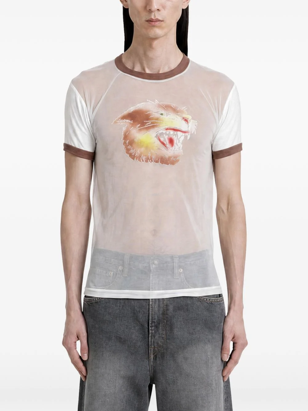 Anger Leopard sheer T-shirt - 1