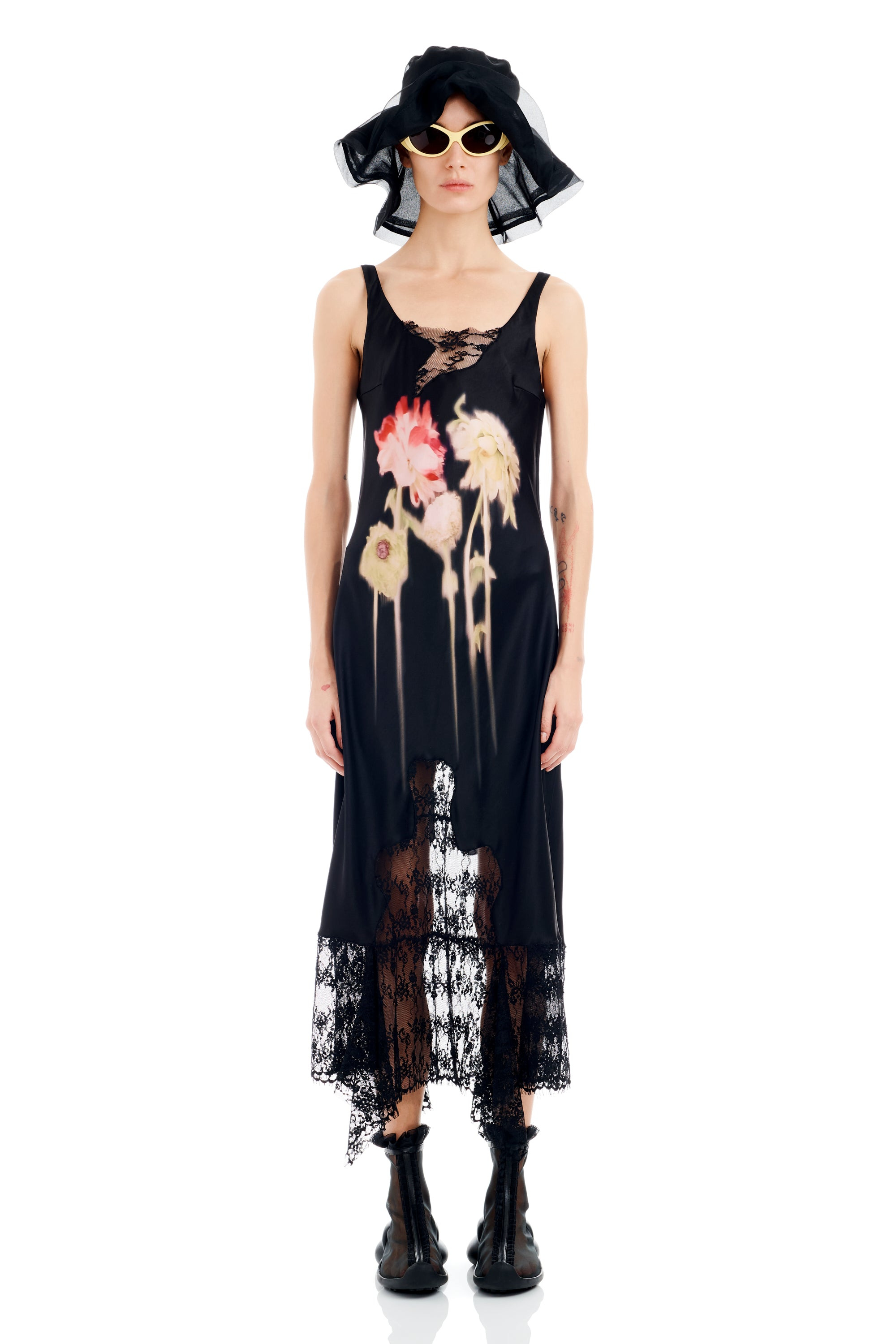 BLACK FLOWER DRIP ANEMONE DRESS - 2