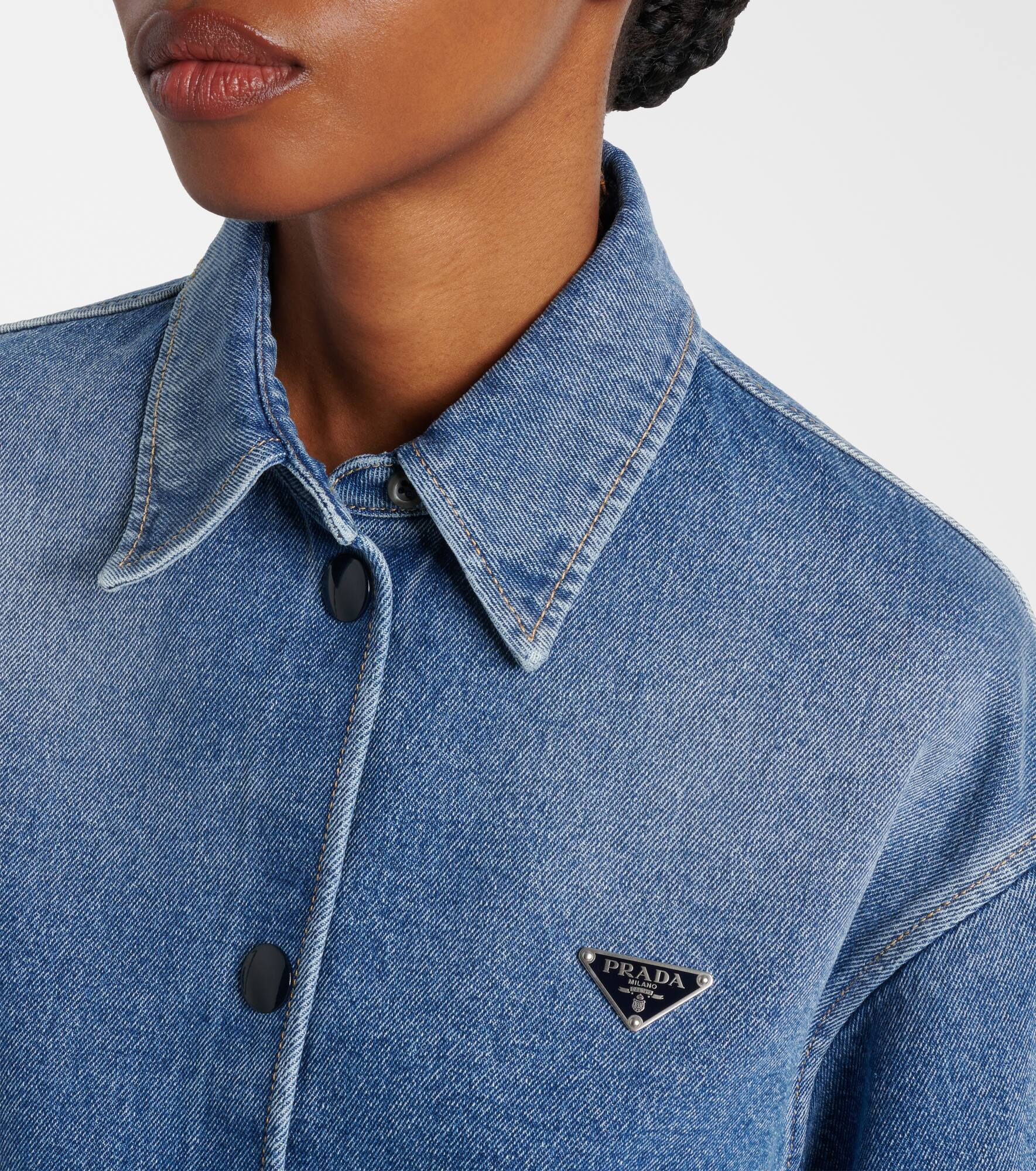 Logo cropped denim shirt - 4