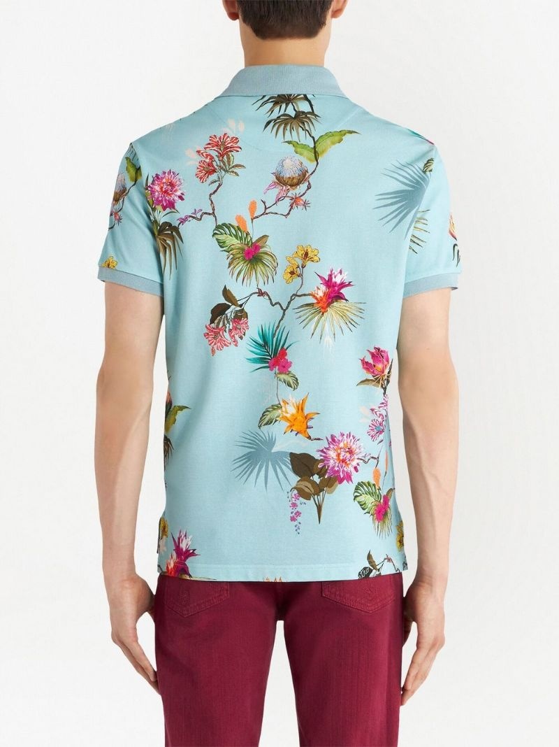 floral-print cotton polo shirt - 3