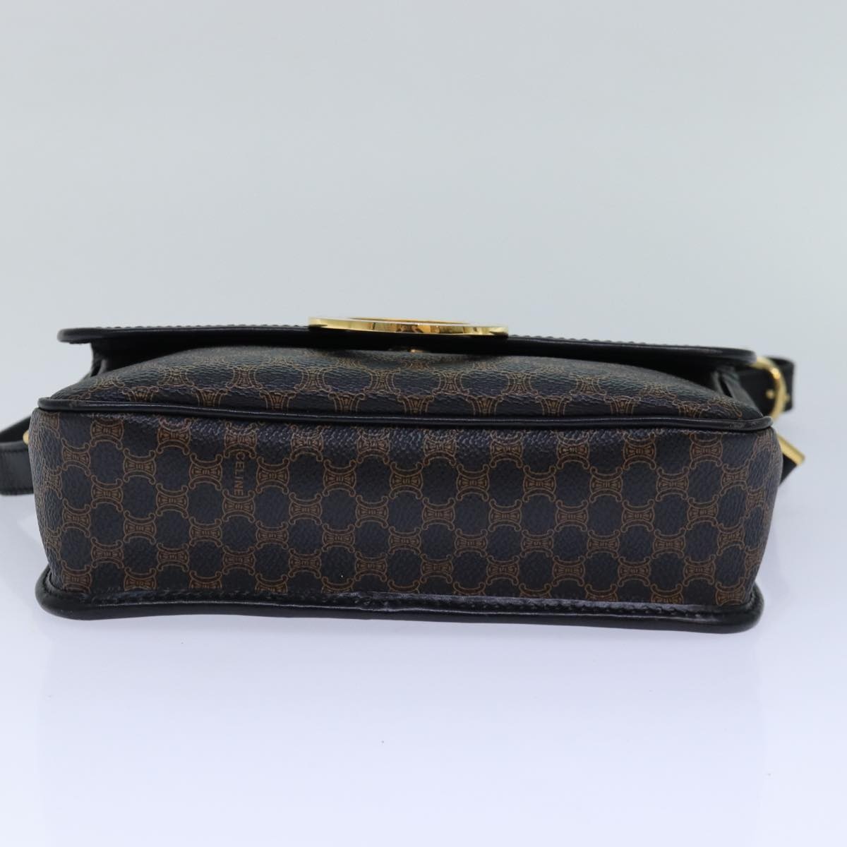CELINE Macadam Canvas Shoulder Bag Pvc Leather Black - 5