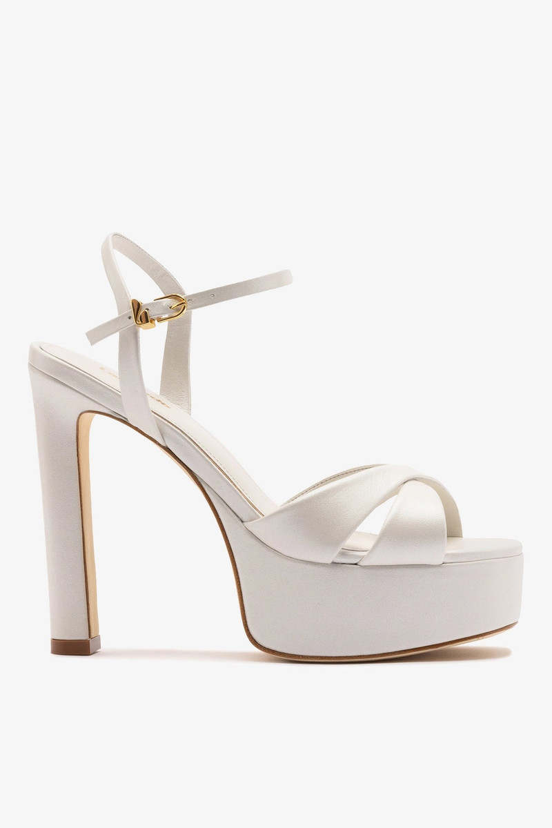 Bianca High Platform Sandal In Pearl Leather 1