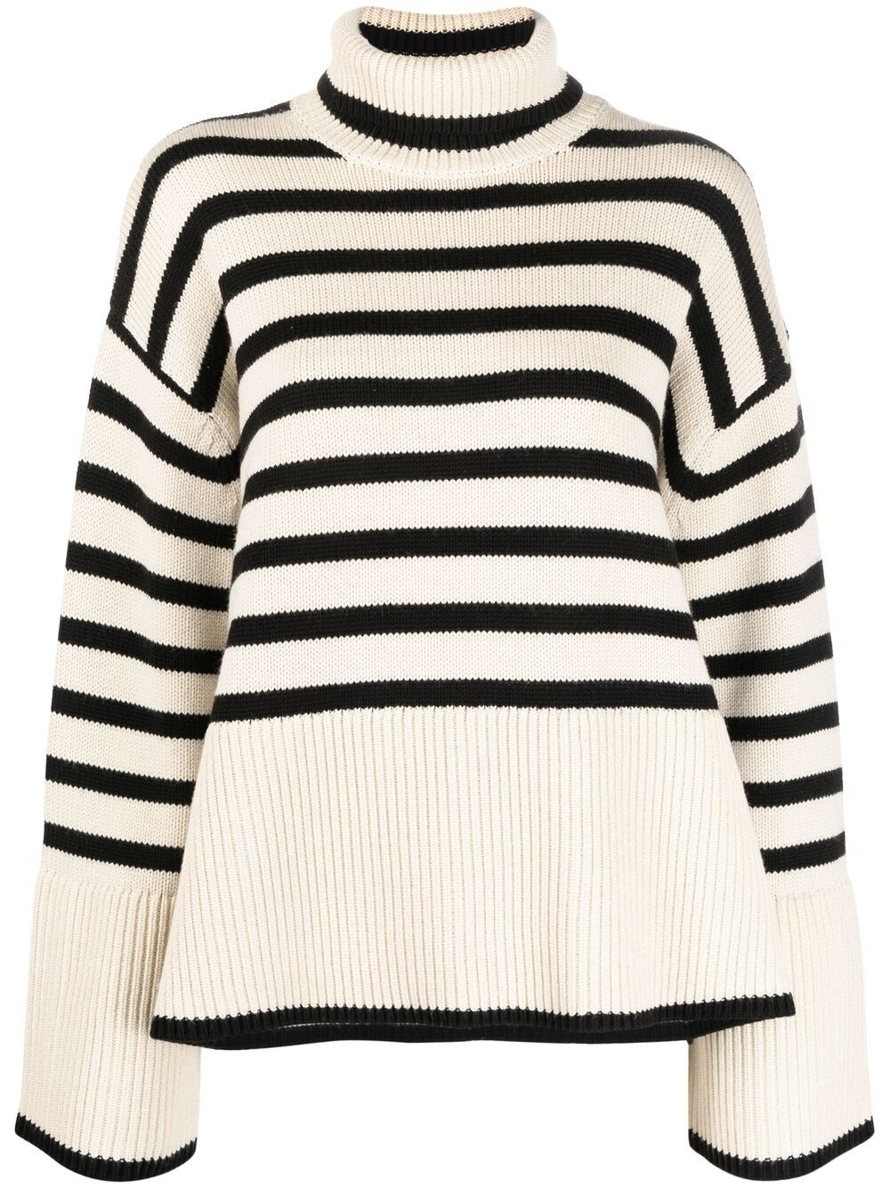 Wool striped turtle-neck jumper - 1