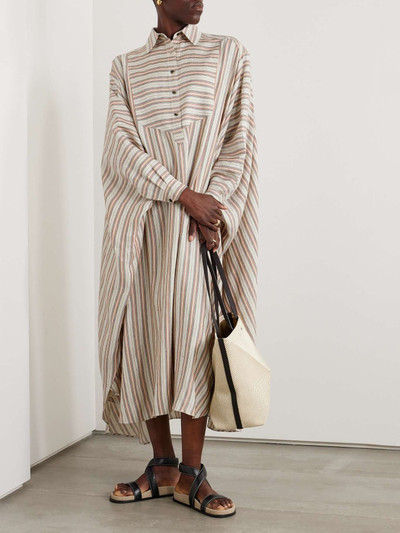Loro Piana Striped printed linen and silk-blend kaftan outlook