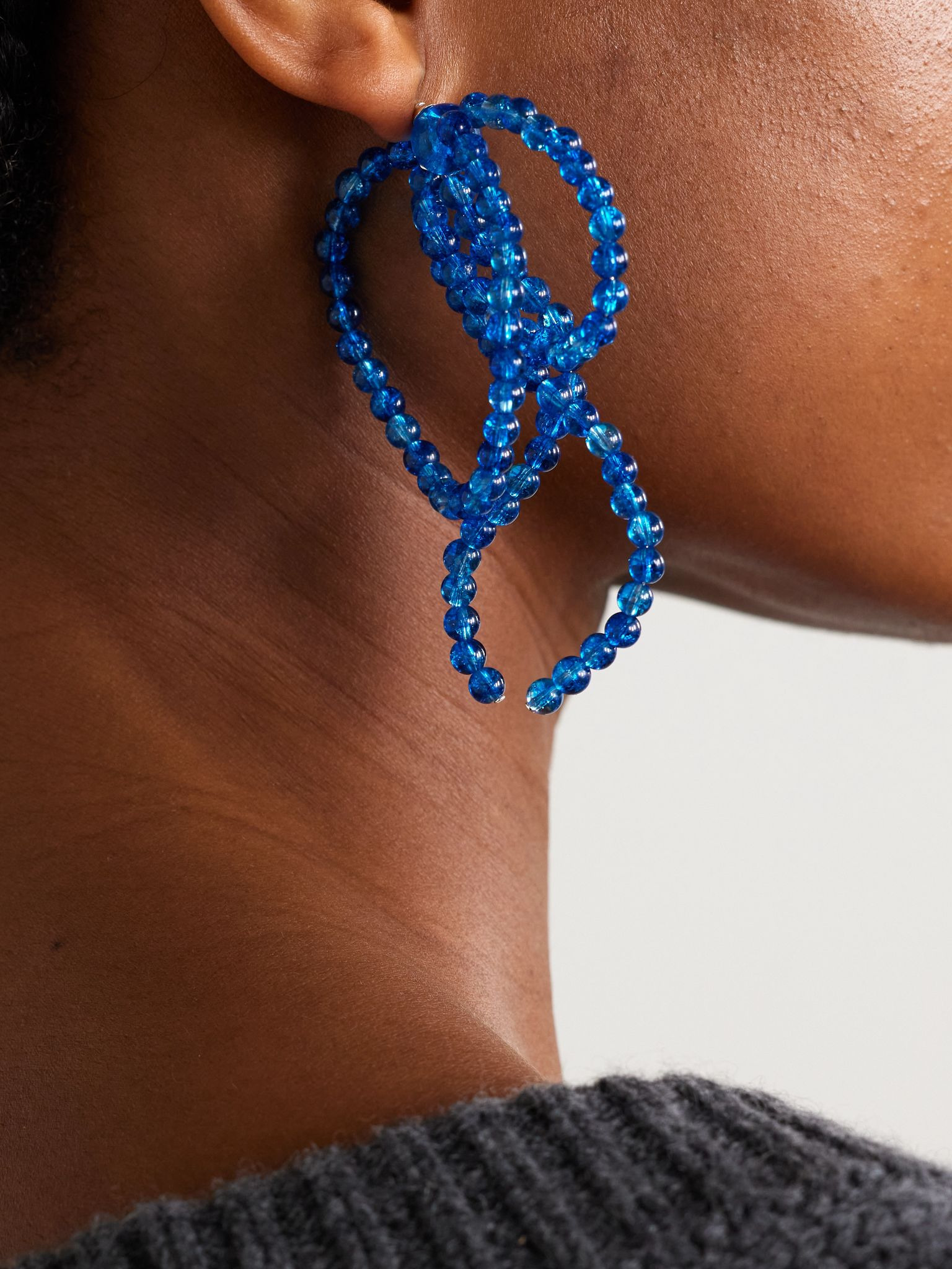 Recycled silver quartz earrings Blue - 4
