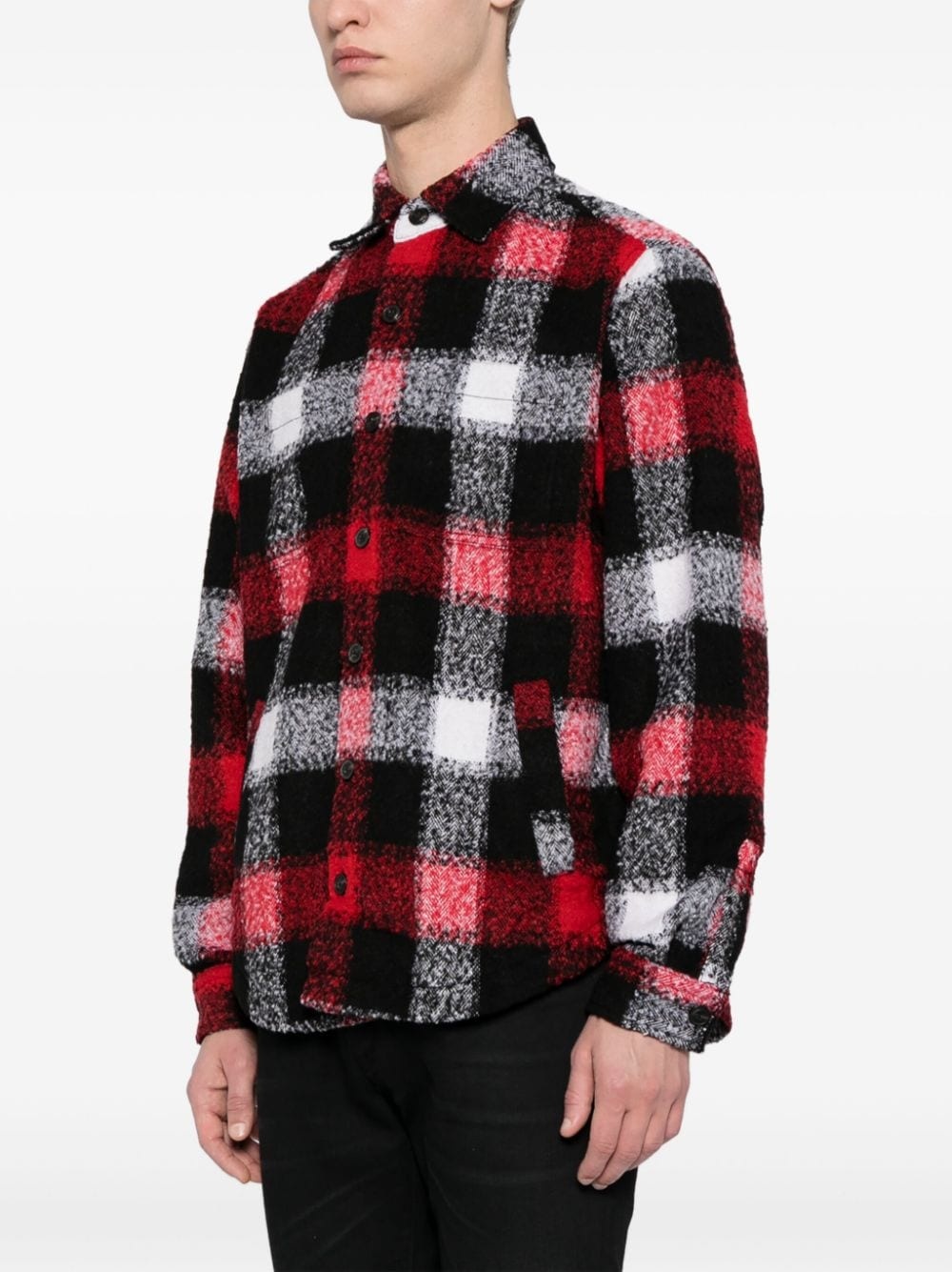 check-pattern buttoned jacket - 3