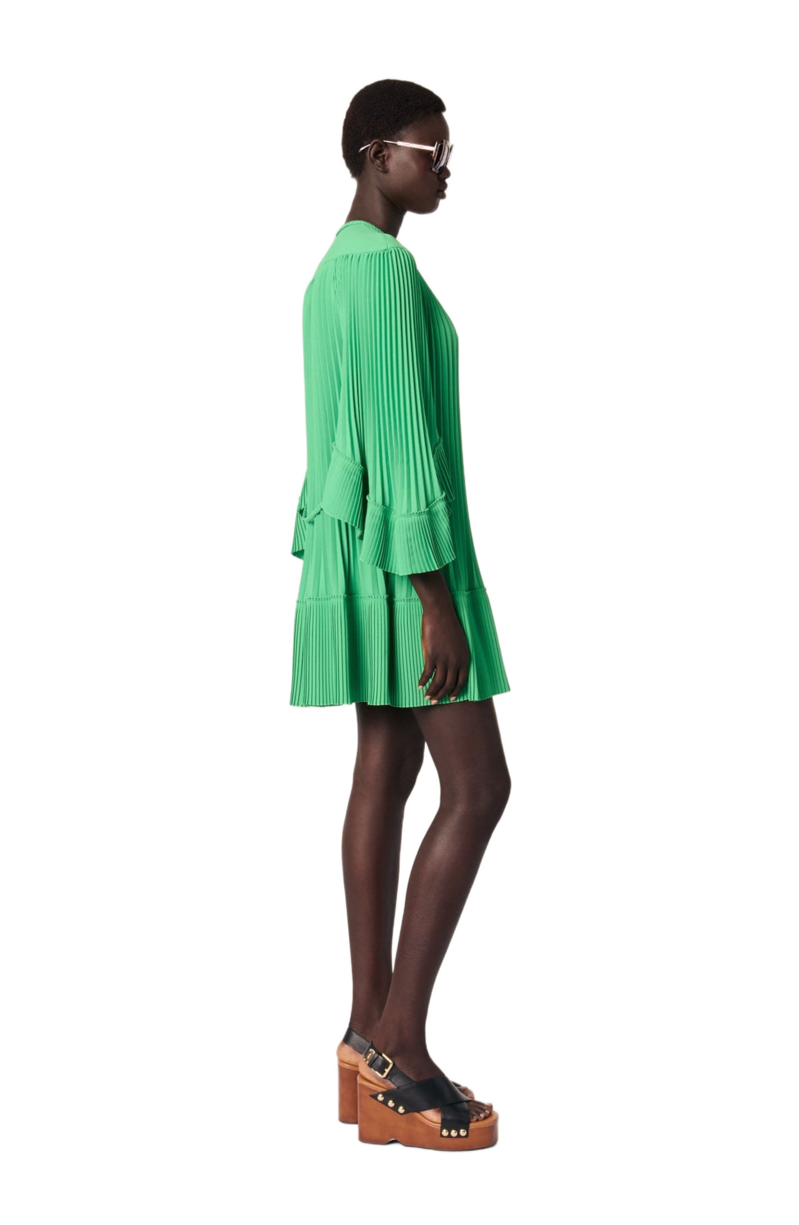 maje Short pleated dress in Green at Nordstrom - 2