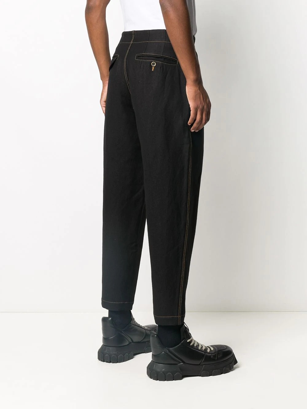 tapered contrast-stitch trousers - 4