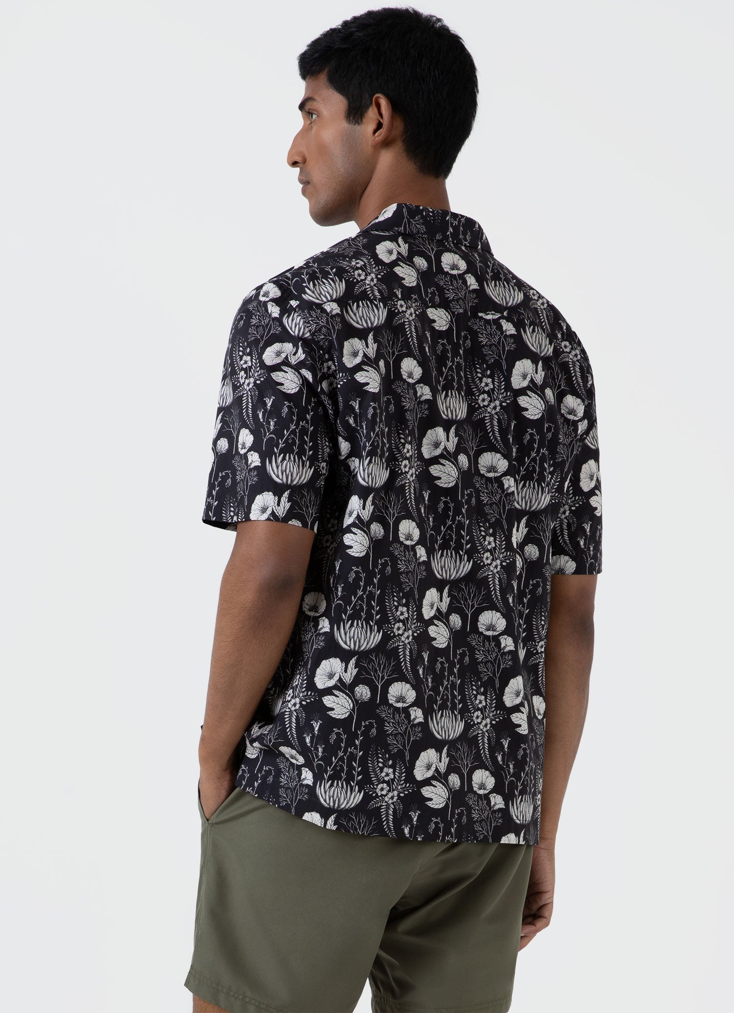 Leaf Print Camp Collar Shirt - 5