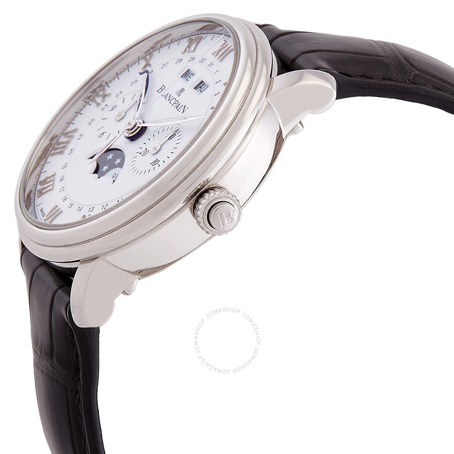 Blancpain Villeret Silver Dial Chronograph Stainless Steel Black Leather Men's Watch 6685-1127-55B - 2
