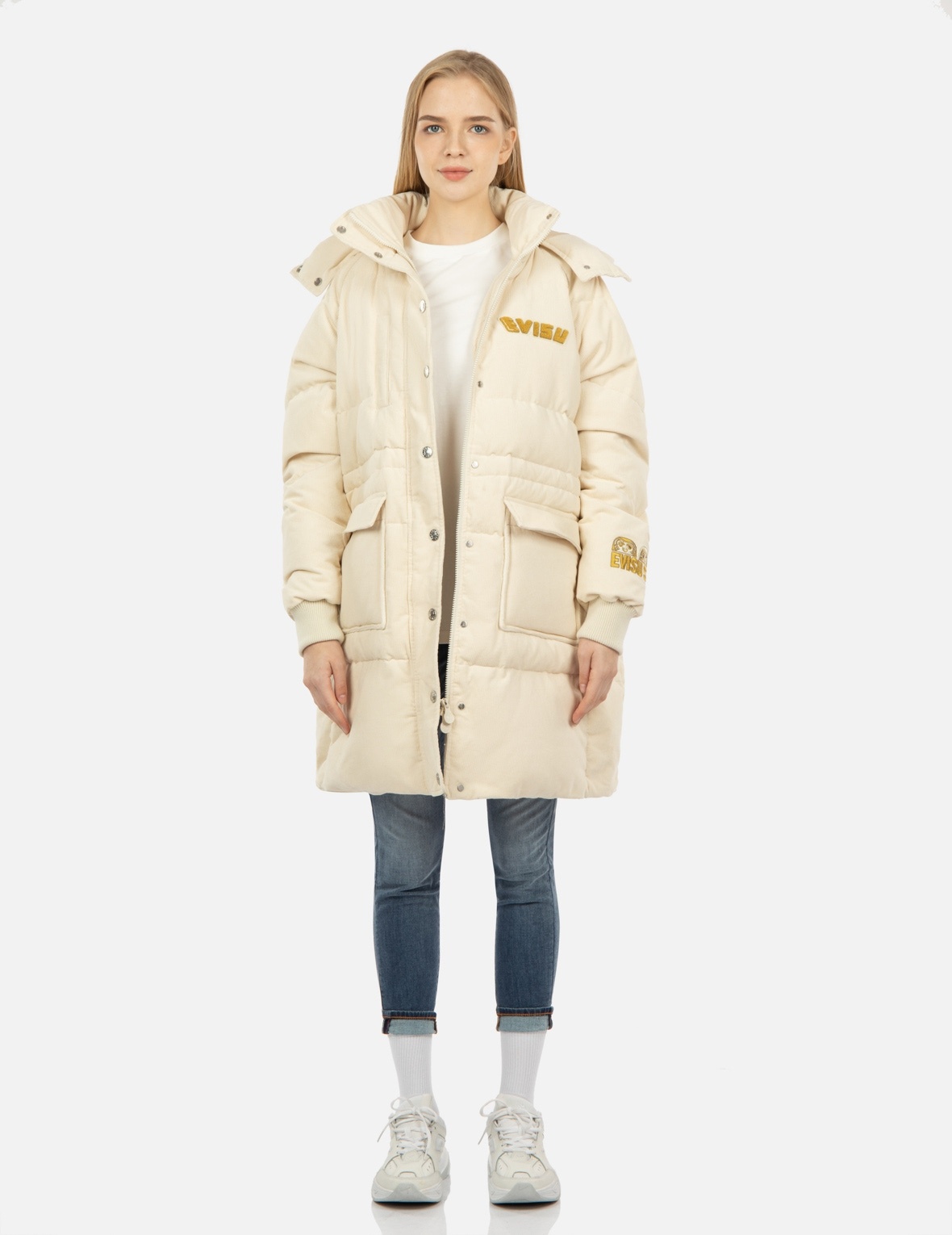 EVISU SQUAD EMBROIDERY CORDUROY DOWN COAT - 5