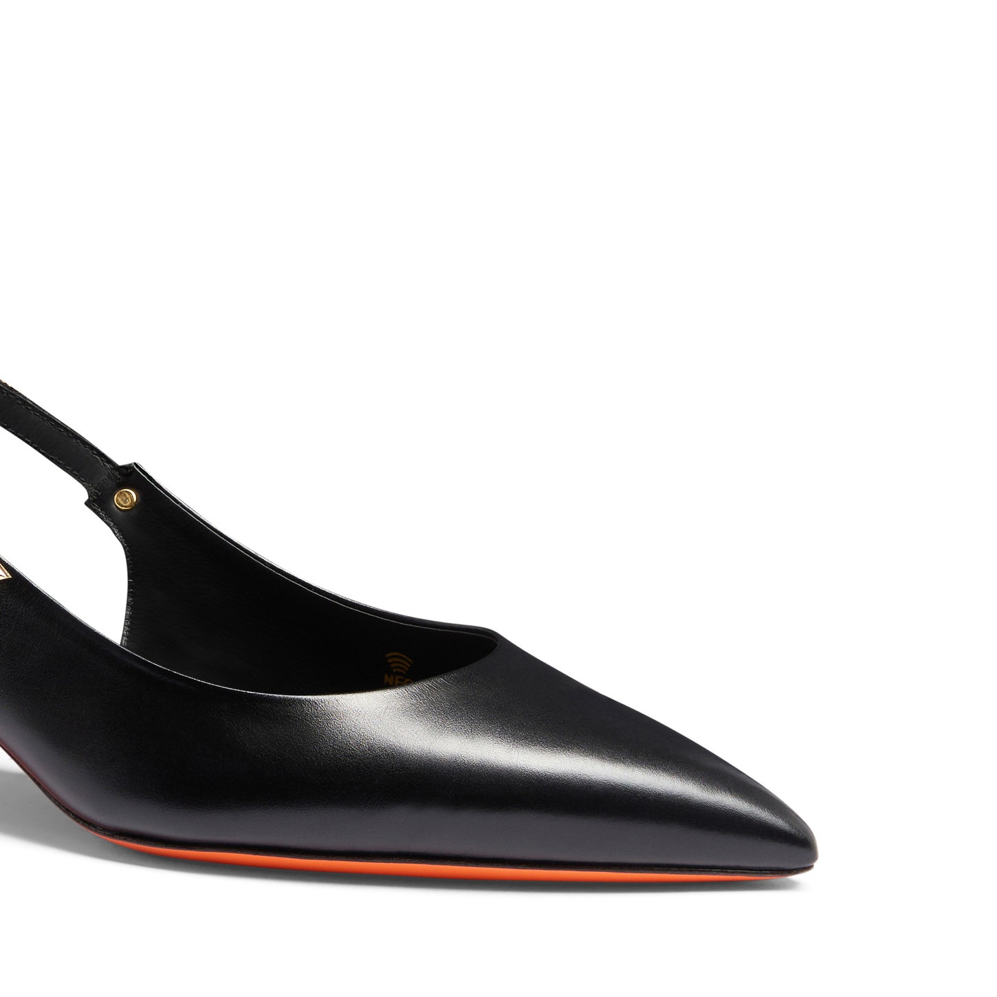 Women's black leather mid-heel slingback - 7