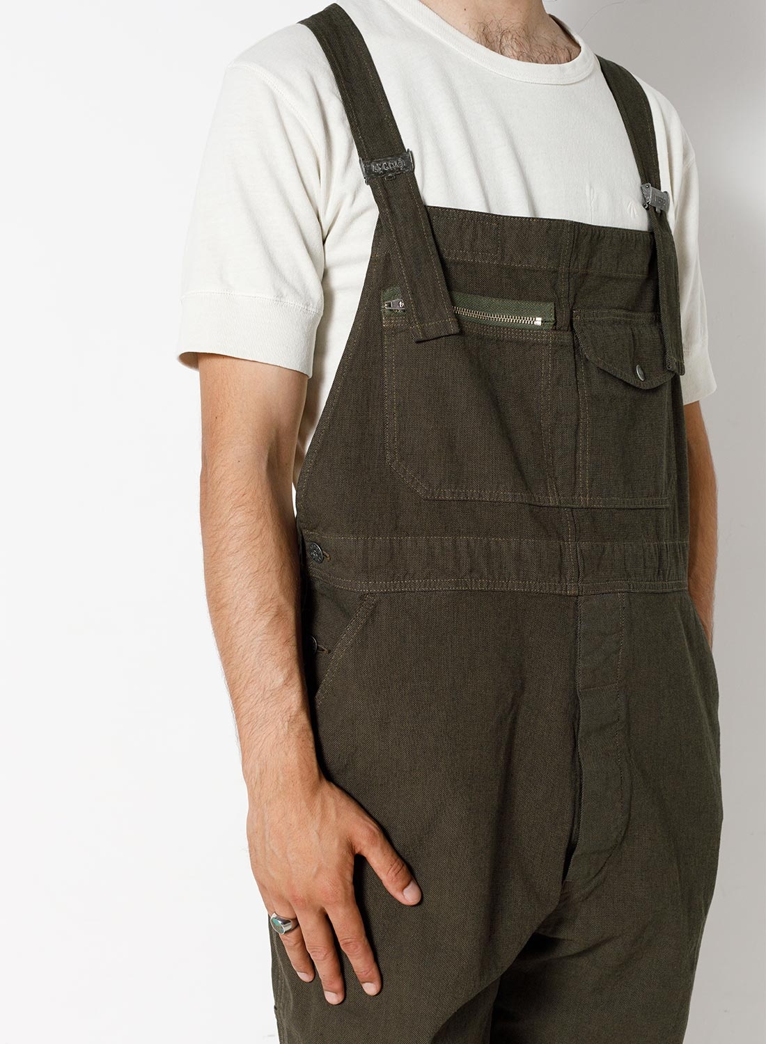 Nigel Cabourn Original Lybro Dungaree Cotton Broken Twill in Army 