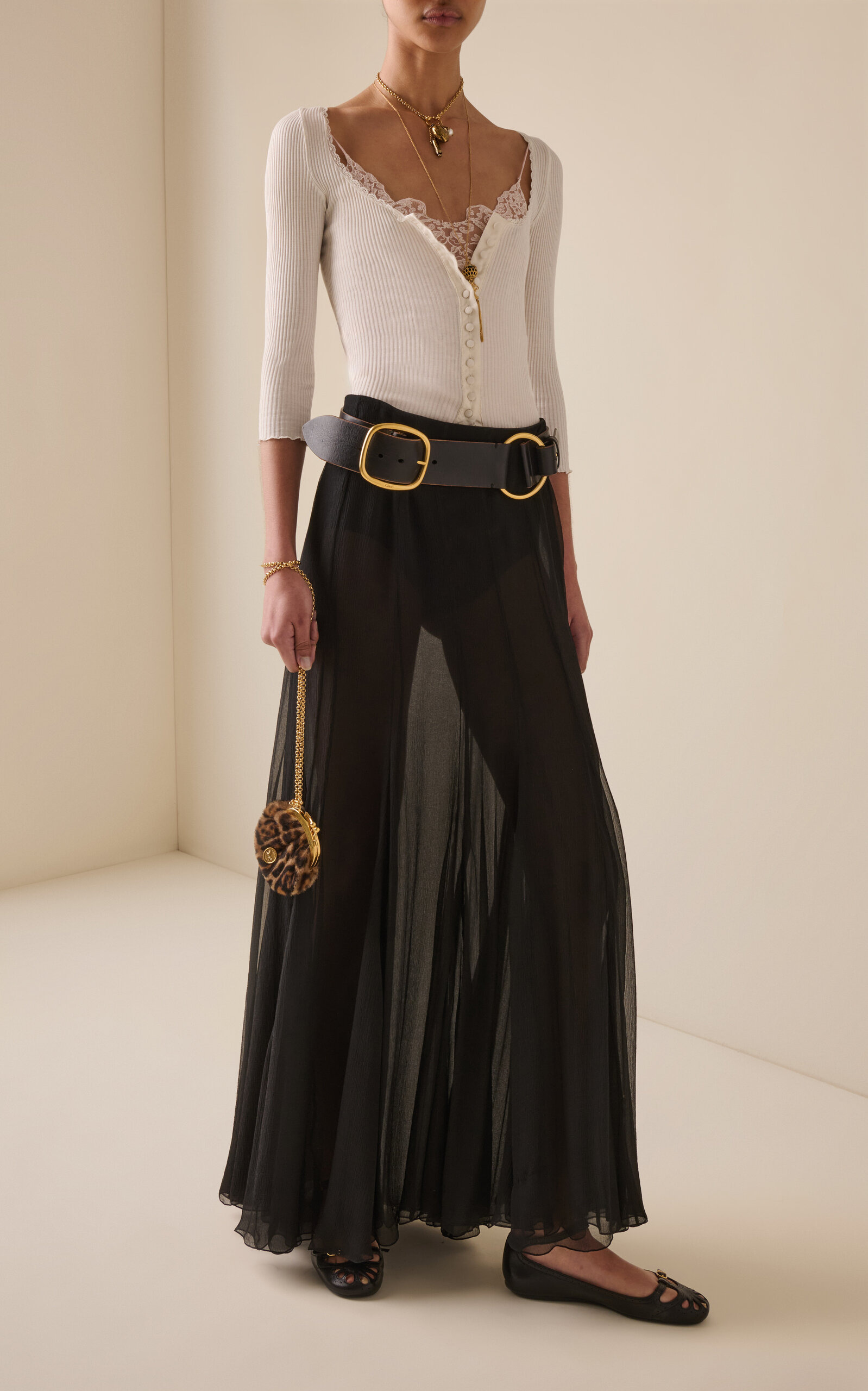 Organic Silk Mousseline Maxi Skirt black - 2
