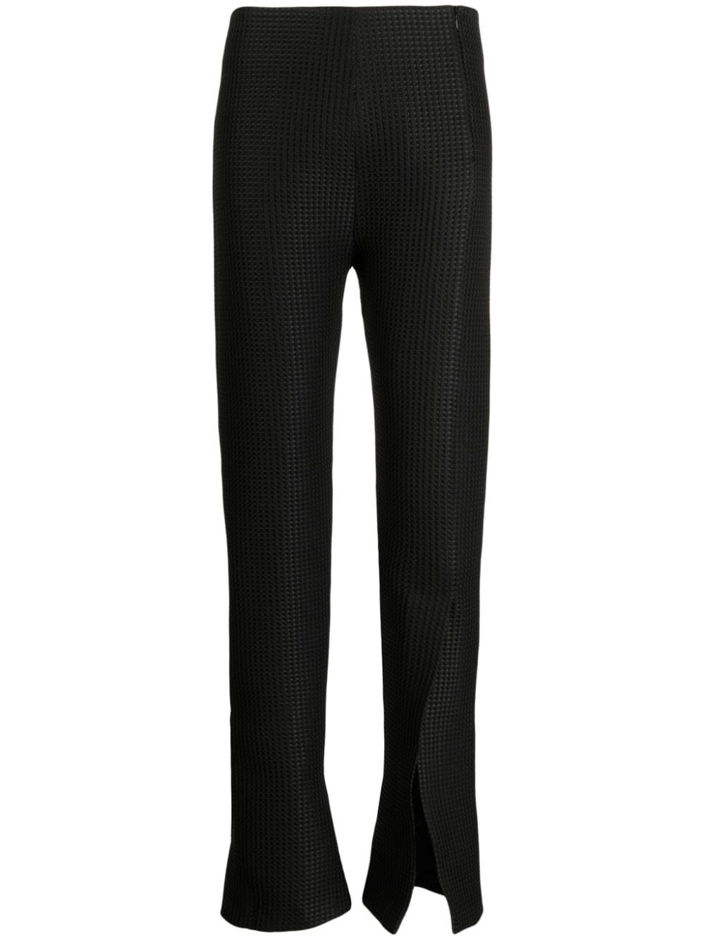 flared waffle-knit trousers - 1