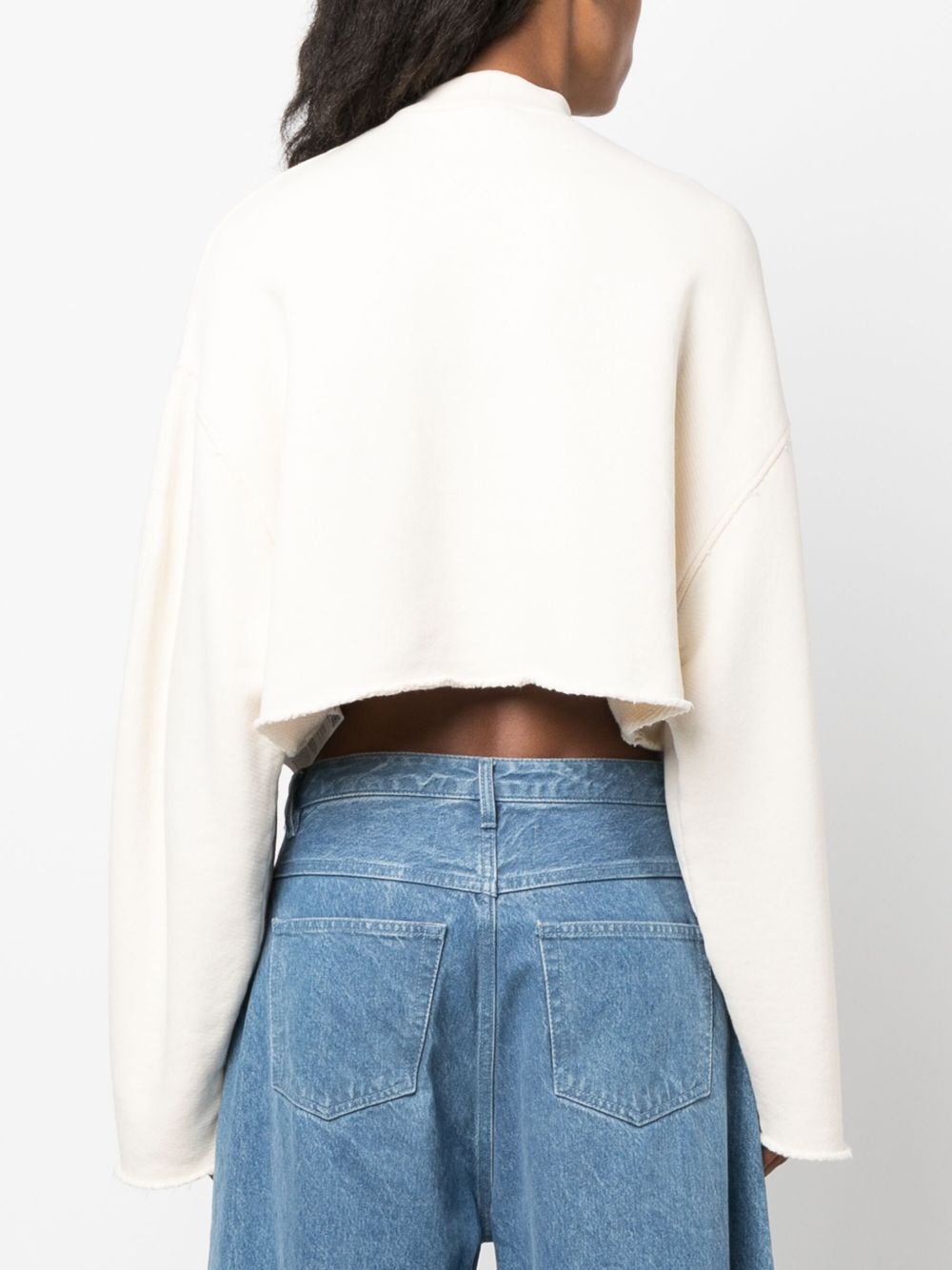 logo-embroidered cropped sweatshirt - 4