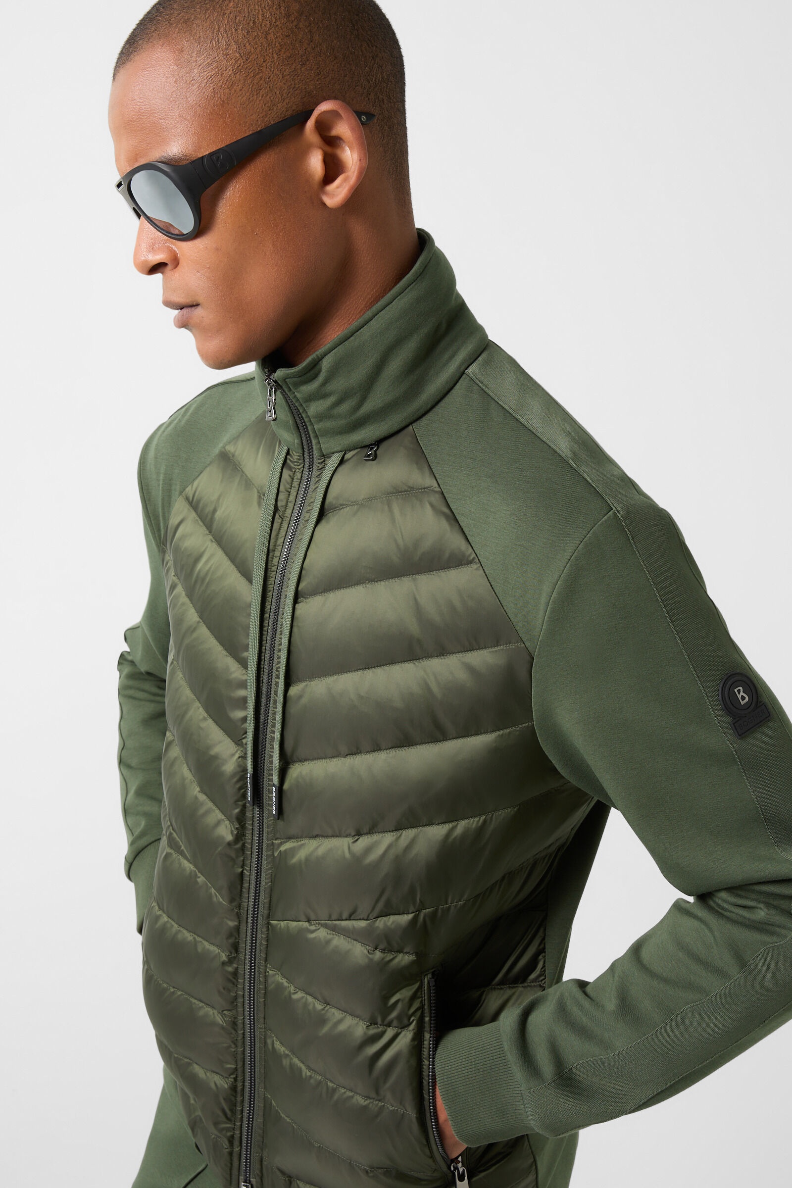 Baker Down sweatshirt jacket in Olive green - 6