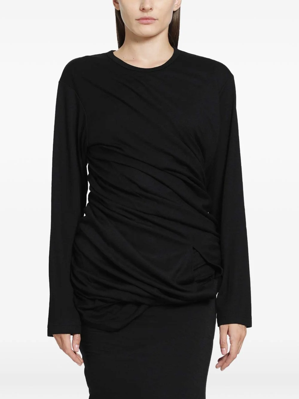 draped long-sleeve T-shirt - 1