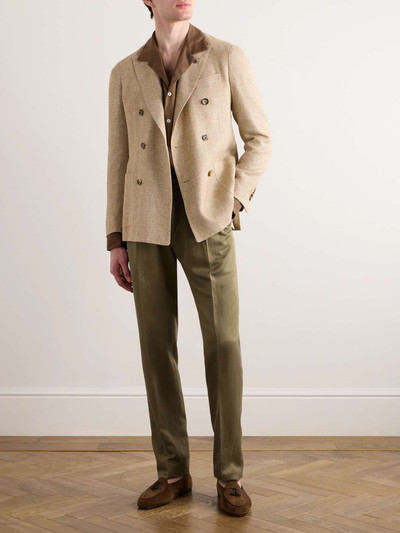 Brioni Elba Straight-Leg Pleated Silk and Linen-Blend Twill Suit Trousers outlook