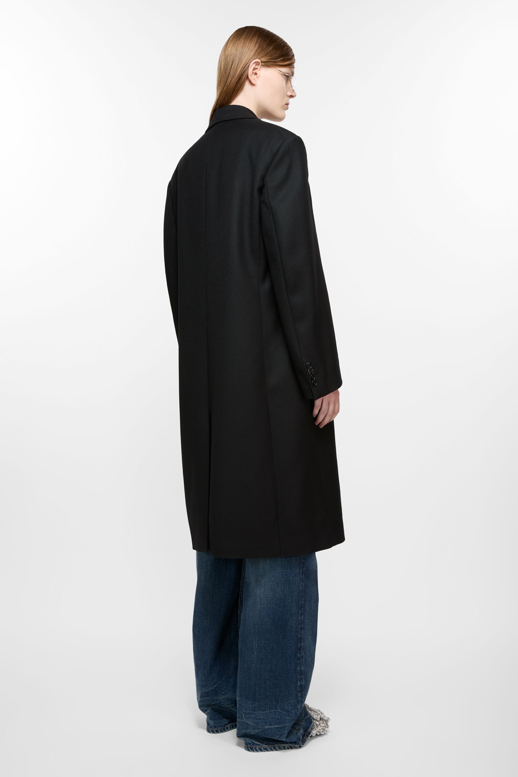 Single-breasted wool coat - Black - 4