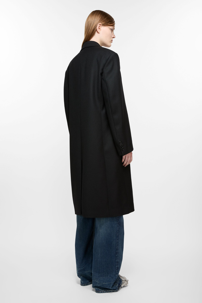 Single-breasted wool coat - Black 3