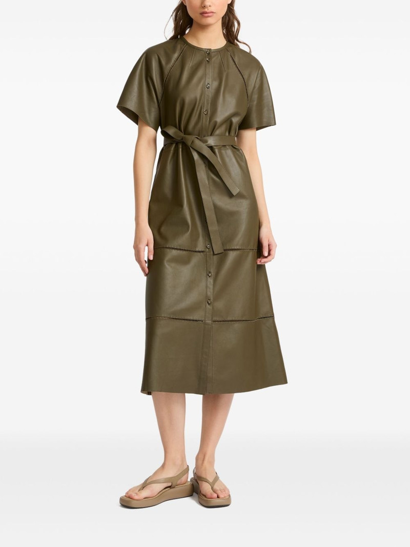 Yves Salomon belted leather midi dress outlook