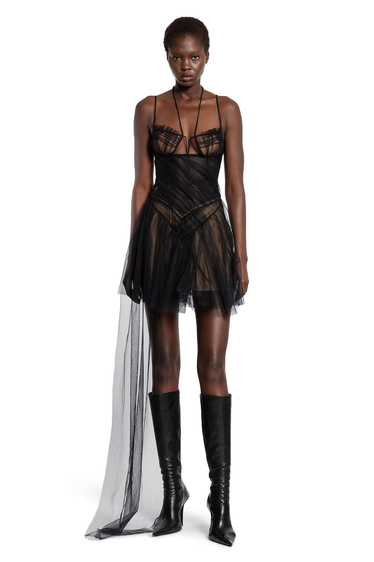 Asymmetric Draped Bra Dress - 2