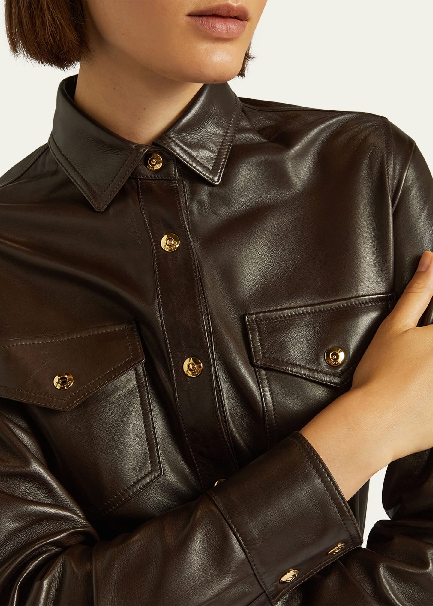 Camicia Erica Vintage Plonge Leather Shirt Jacket - 5