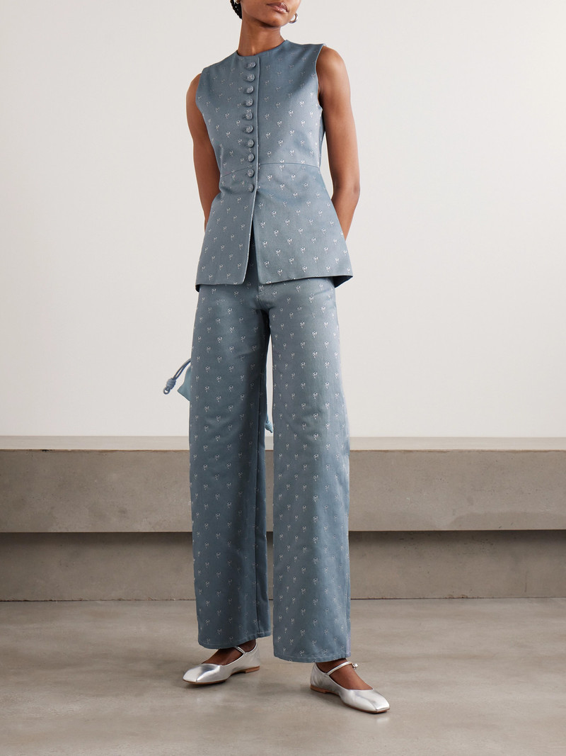 LIBEROWE Annie Cotton-blend Jacquard Straight-leg Pants outlook