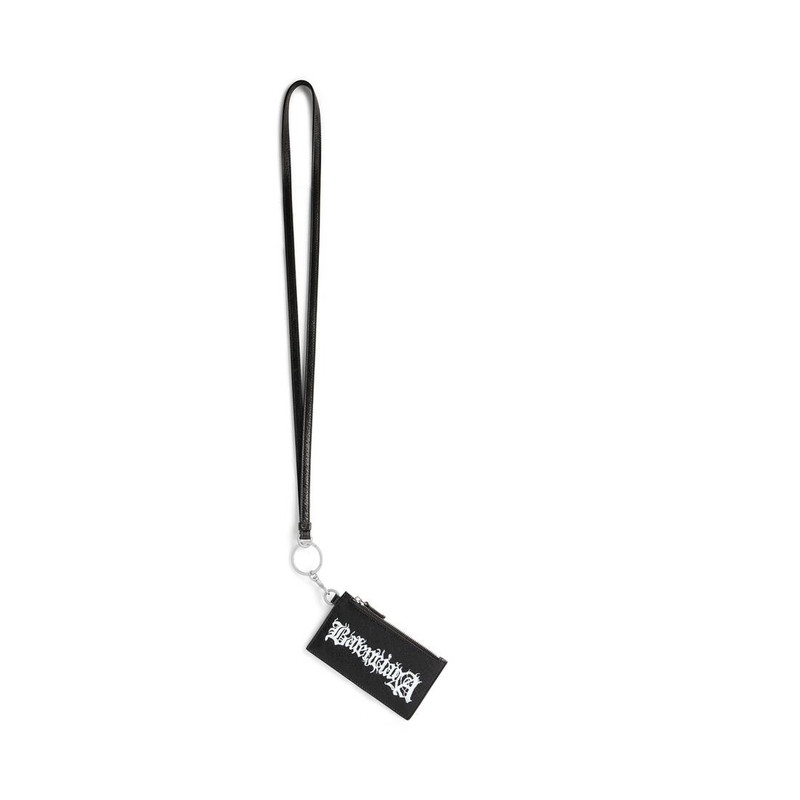 Men's Cash Card Case On Keychain Diy Metal  in Black/white 1