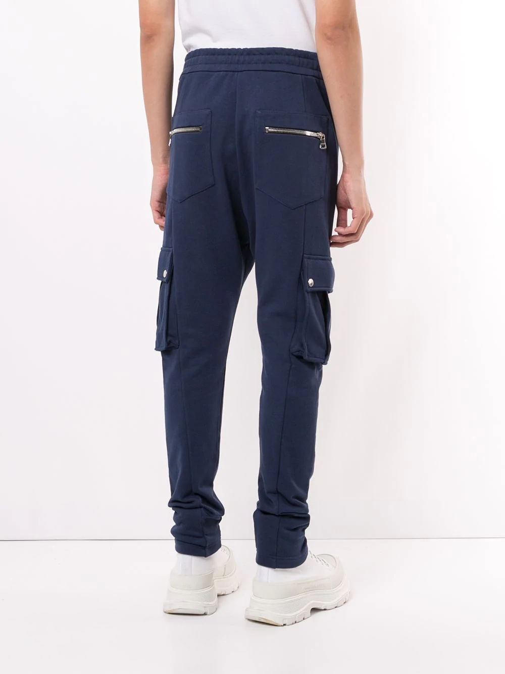 drop-crotch cotton track pants - 4