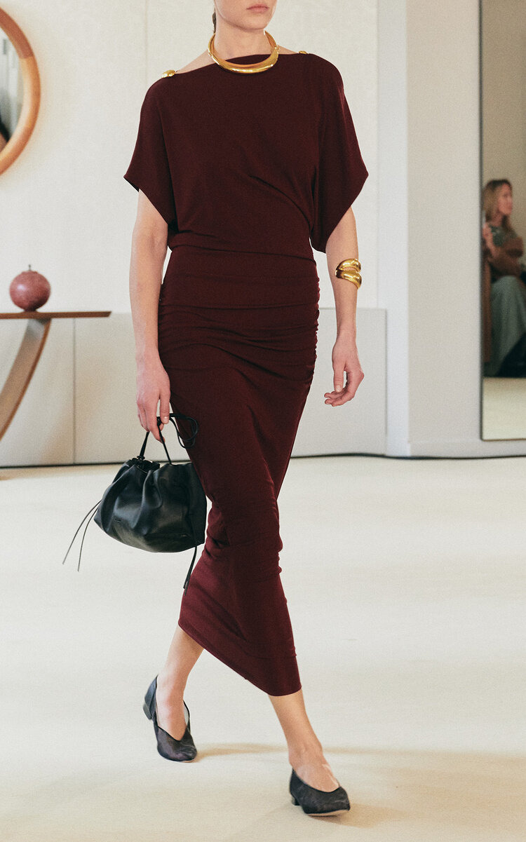 Brina Asymmetric Jersey Midi Dress burgundy - 2