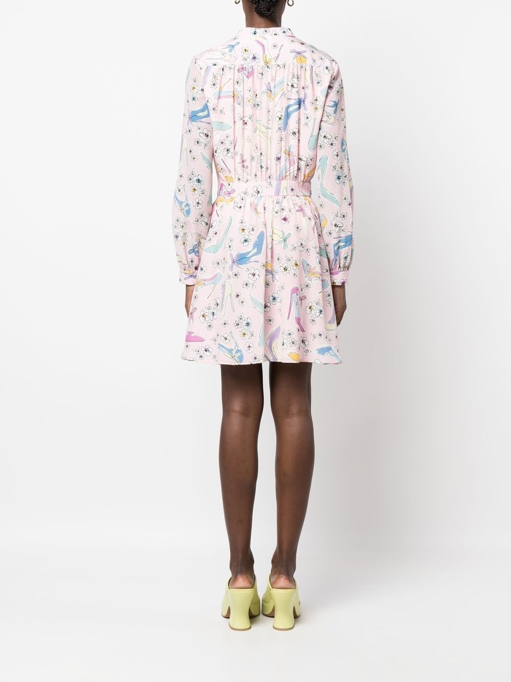 floral-print long-sleeved mini dress - 4