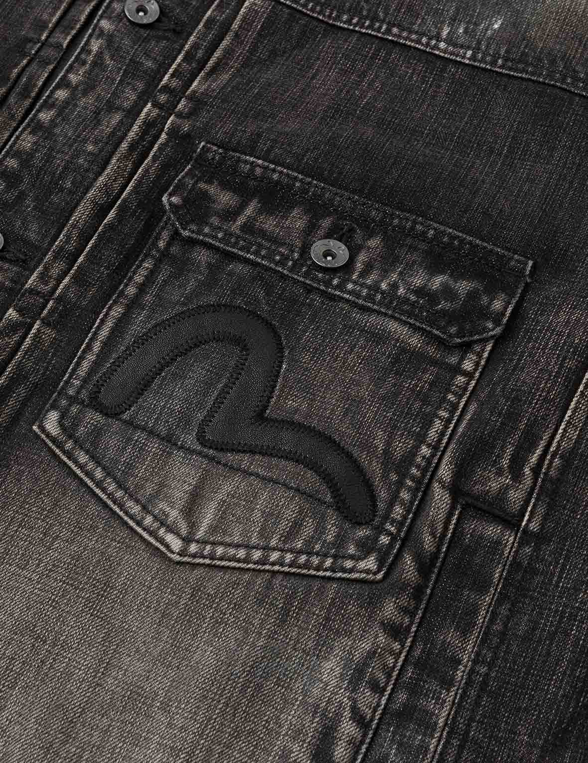 Leather Seagull Appliqué Relax Fit Denim Jacket - 7