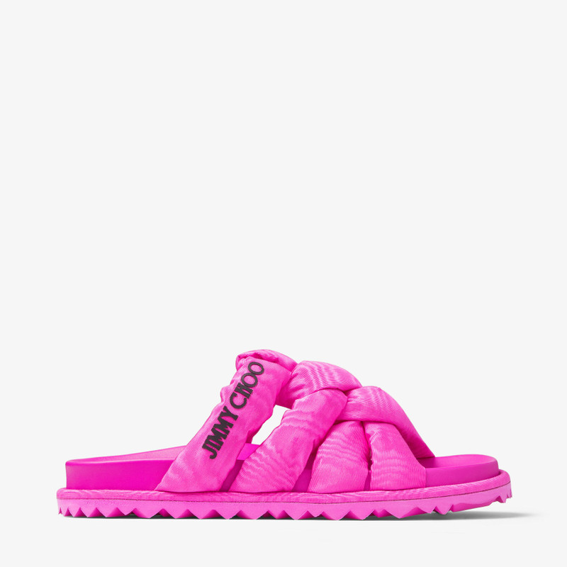 Kes Flat Fuchsia Moire Fabric Flat Sandals 1
