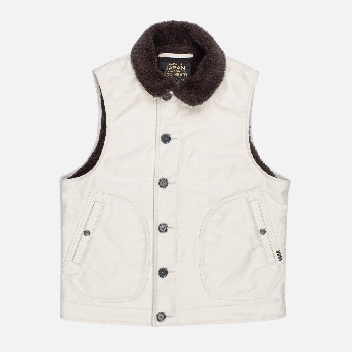 IHV-22-IVO Alpaca Lined Whipcord N1 Deck Vest - Ivory - 1