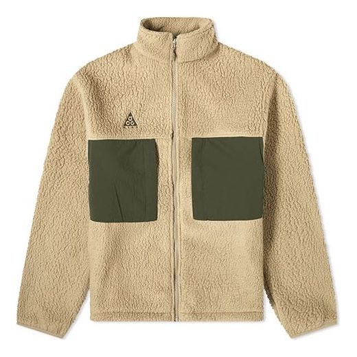 Nike ACG Colorblock Pocket Fleece Stand Collar Logo Jacket Khaki CT2949-247 - 1