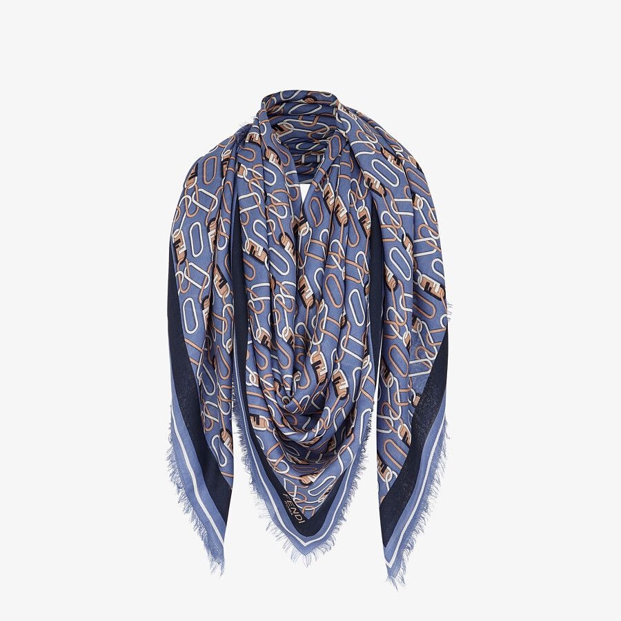 Blue silk shawl - 2