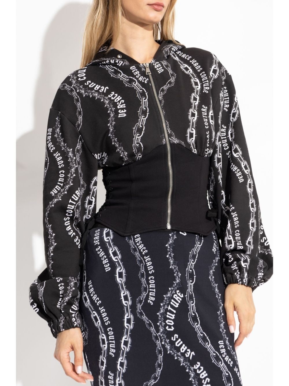 Chain Couture-print panelled hoodie - 3