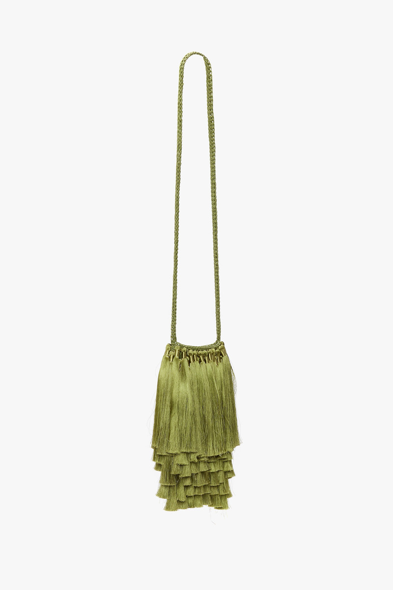 Victoria Beckham Mini Tassel Pouch in Olive Green outlook