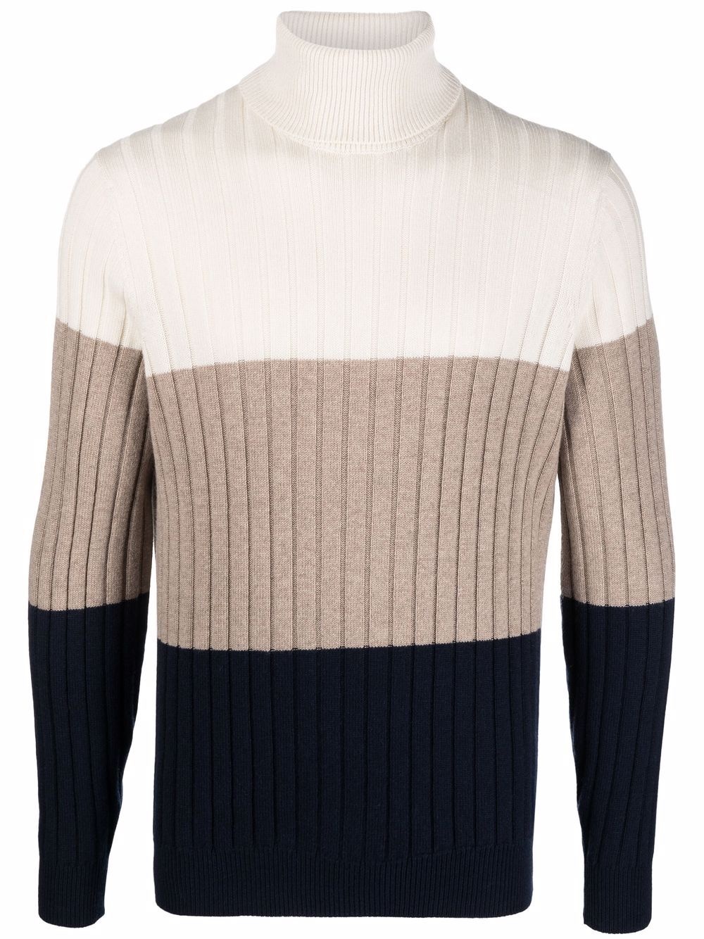 ribbed colour block roll-neck jumper - 1