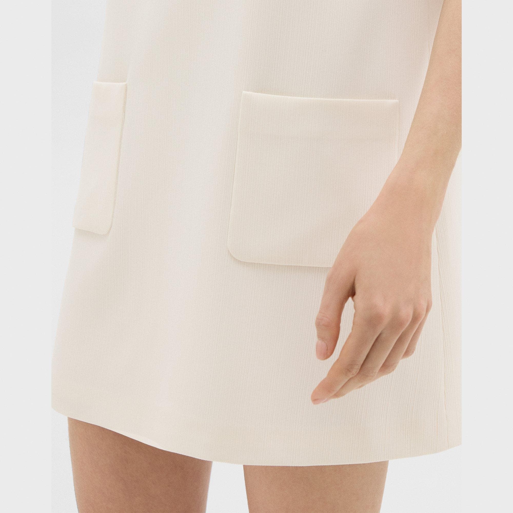 Short-Sleeve Mini Dress in Striped Admiral Crepe - 5