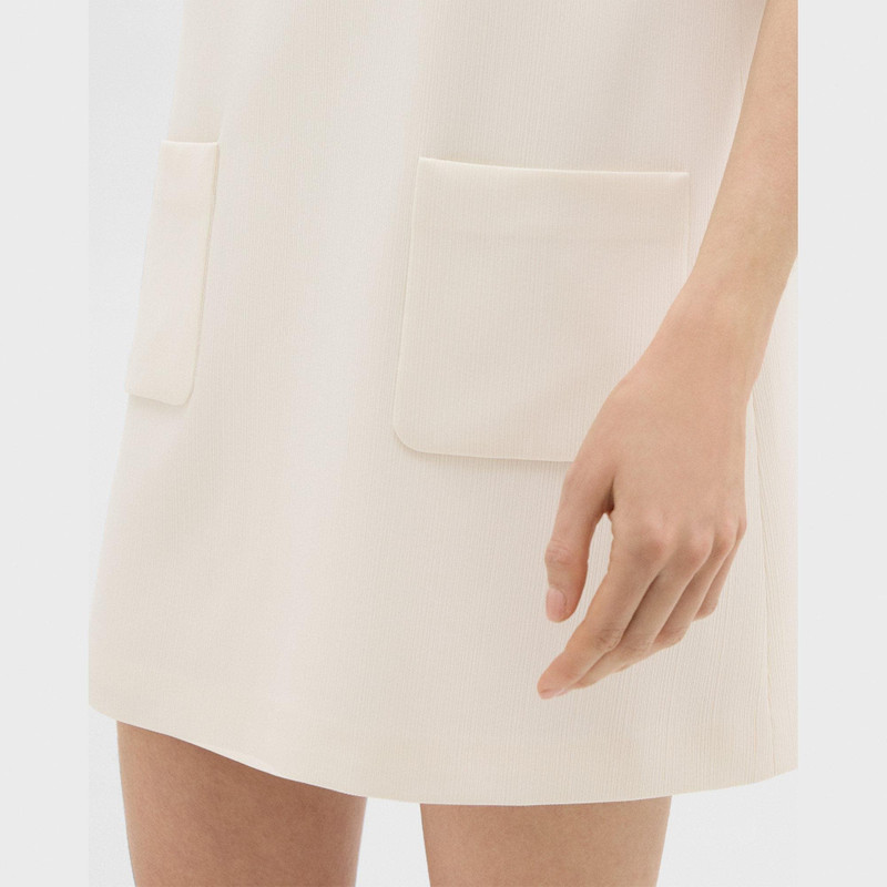 Short-Sleeve Mini Dress in Striped Admiral Crepe 5