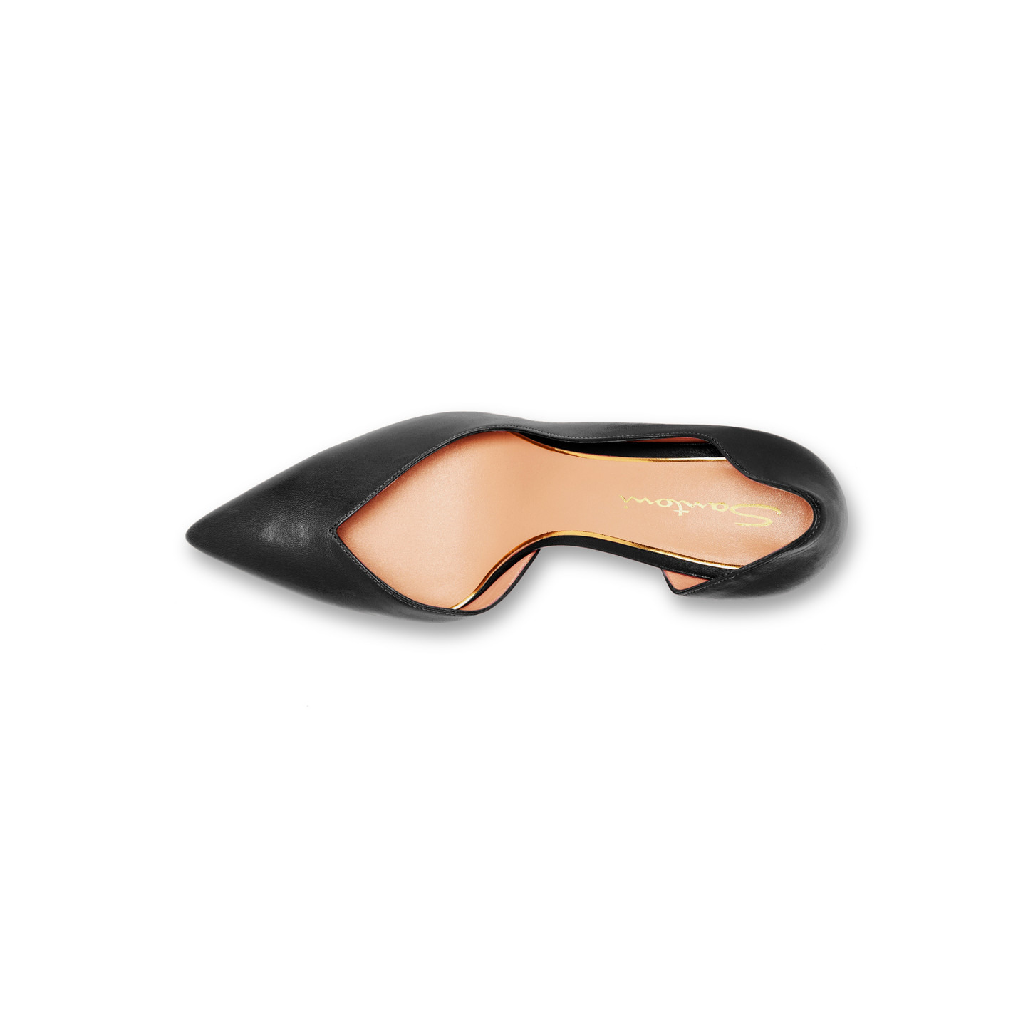 Women's black leather high-heel pump - 5