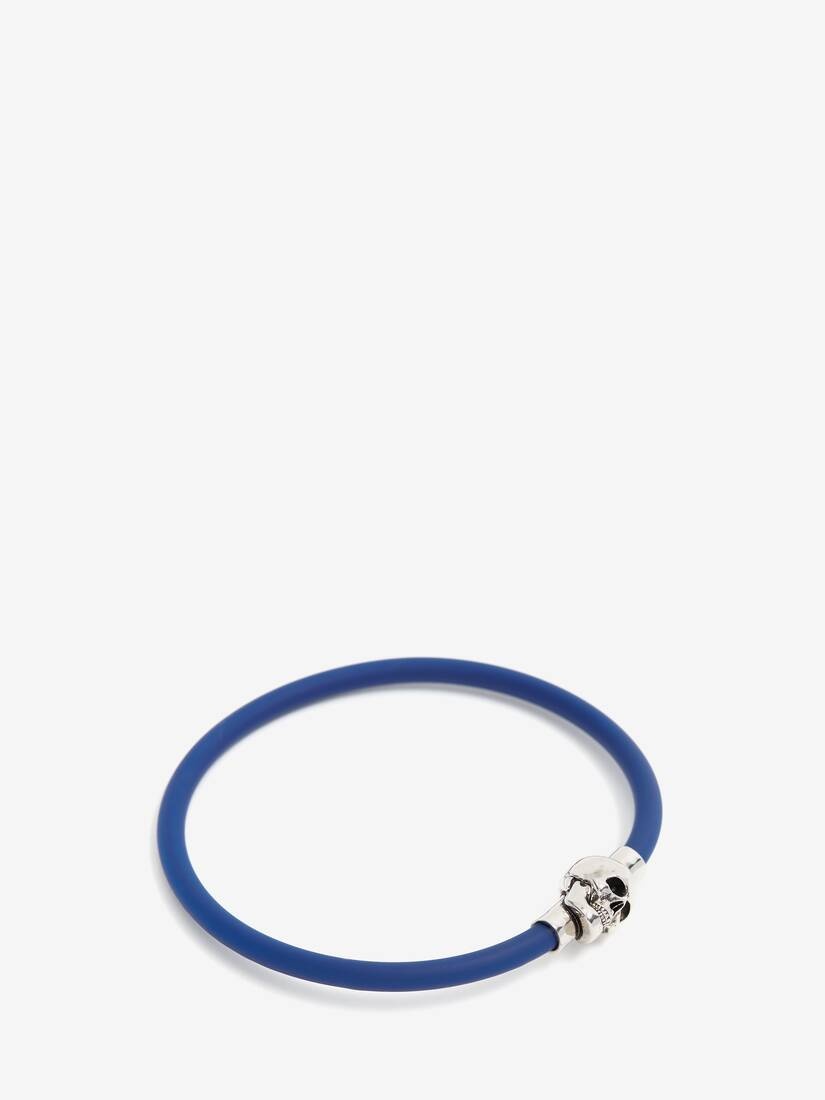 Men's Rubber Cord Skull Bracelet in Electric Blue - 2