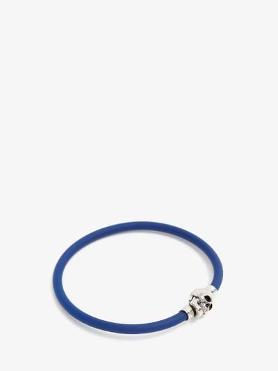 Alexander McQueen Men's Rubber Cord Skull Bracelet in Electric Blue outlook