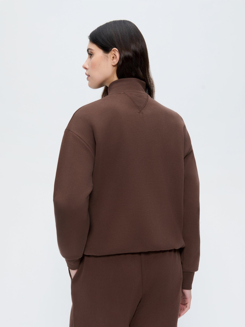 Womens Half Zip Sweatshirt - Mahogany Brown 5