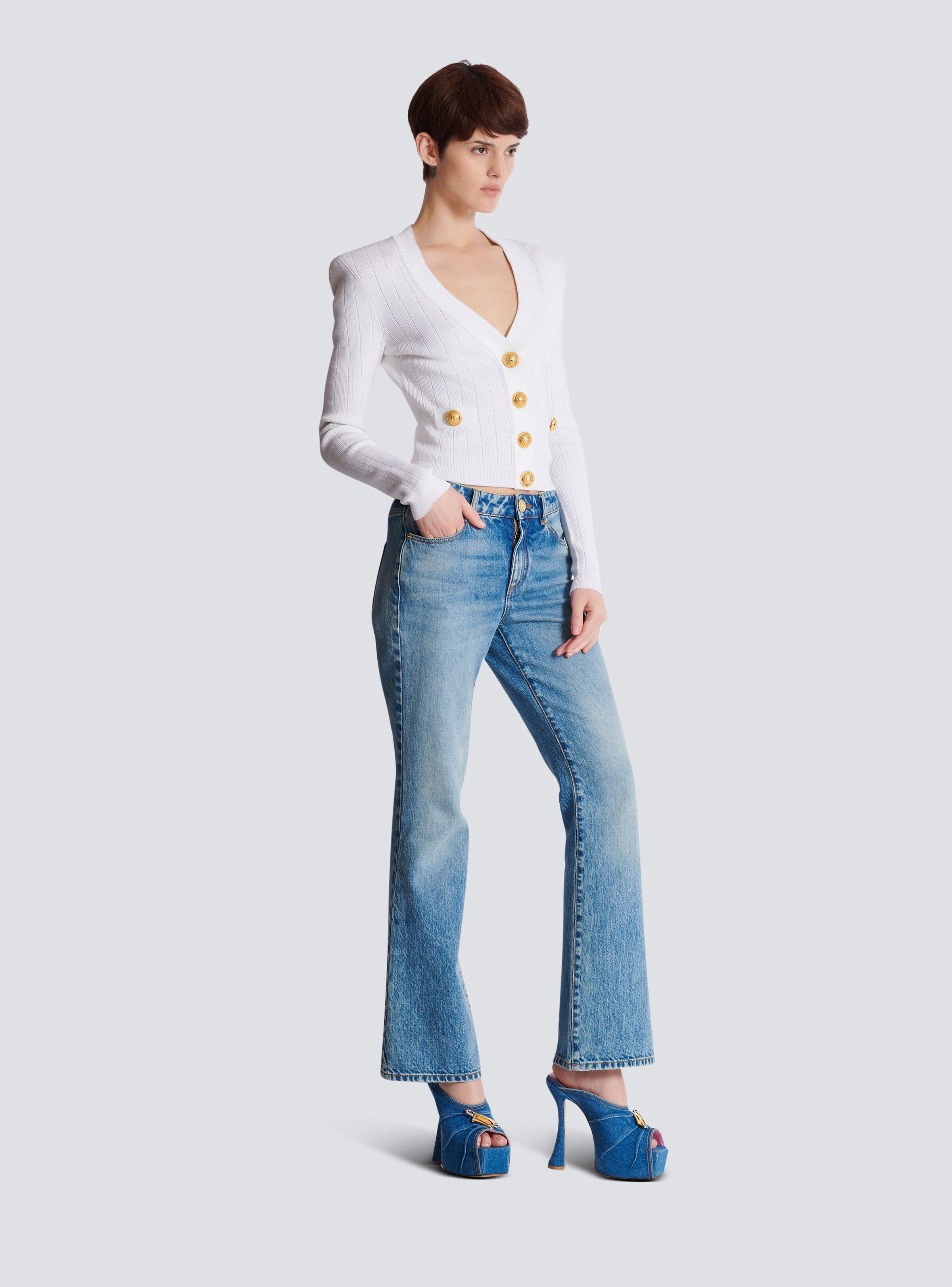 Cropped knit cardigan - 3