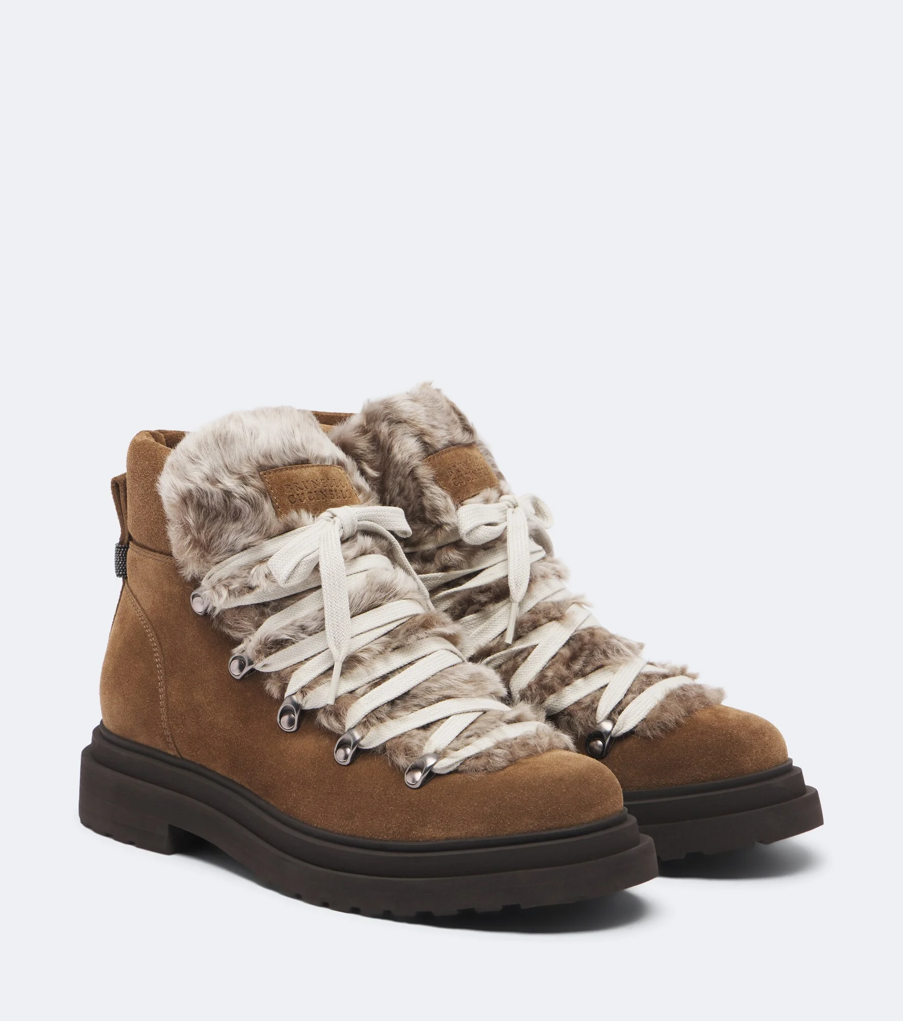 Monili shearling-trimmed suede lace-up boots - 1